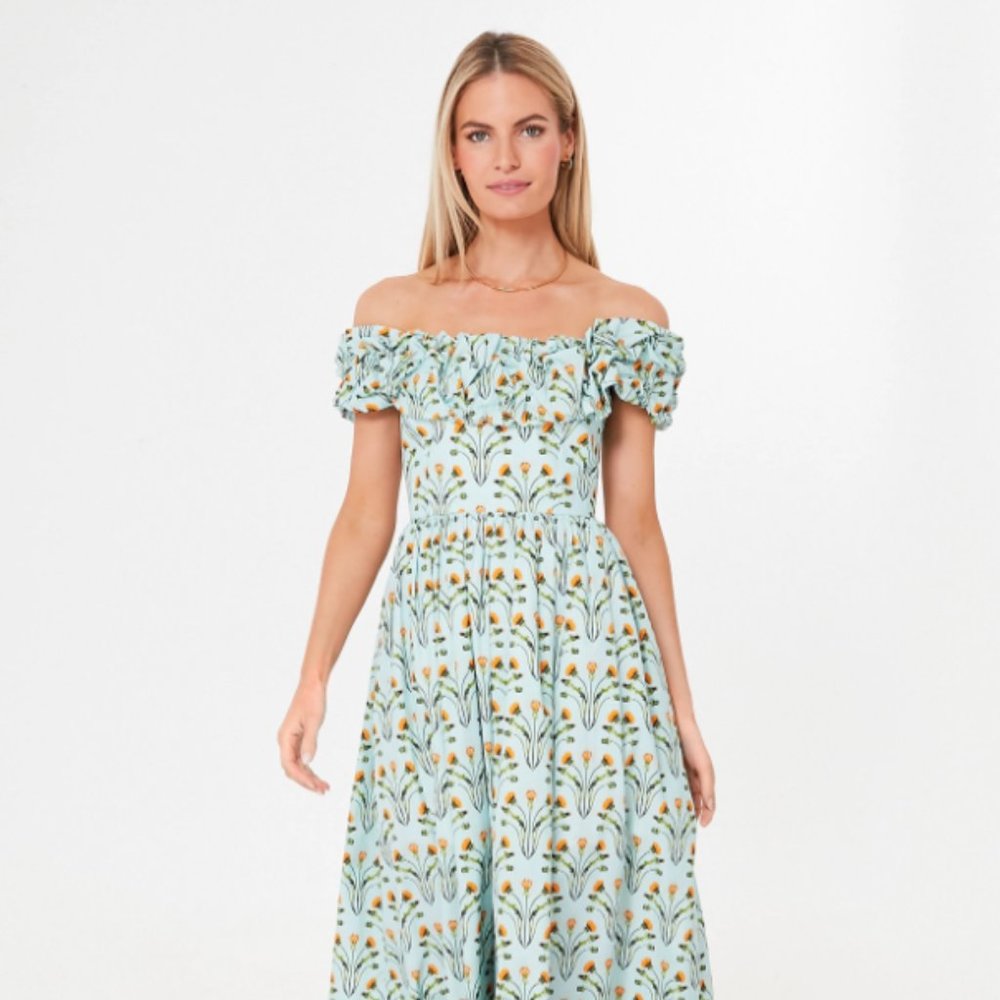 NWT Agua by Agua Bendita LAVENDER DANDELION SUNRISE MAXI DRESS - Sz Small